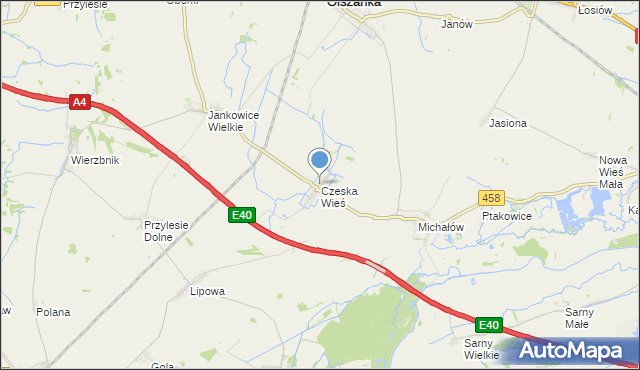 mapa Czeska Wieś, Czeska Wieś na mapie Targeo